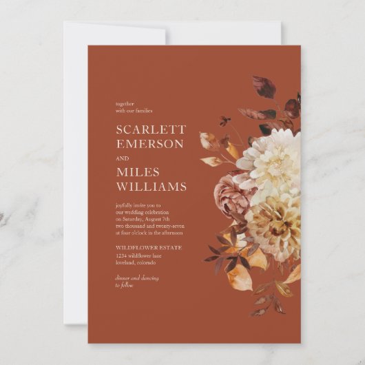 Fall Modern Terracotta Wedge Einladung (Vorderseite)