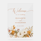Fall Modern Wedding Burnt orange Willkommen Acrylschild (Vorderseite)