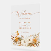 Fall Modern Wedding Burnt orange Willkommen Acrylschild (Winkel)