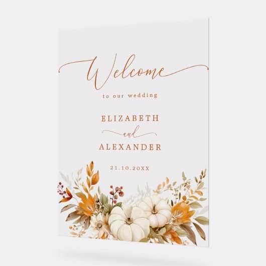 Fall Modern Wedding Burnt orange Willkommen Acrylschild (Winkel)