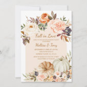 Fall Moderner Arch Floral Pumpkin Falling in Liebe Einladung (Vorderseite)