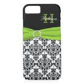 Fall Monogram Limon Schwarz-weiß Damask iPhone 7 Case-Mate iPhone Hülle (Rückseite)