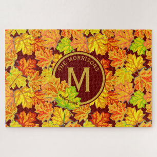 Fall Monogramm Ahorn Blätter Herbstblatt Muster Puzzle