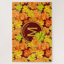 Fall Monogramm Ahorn Blätter Herbstblatt Muster
