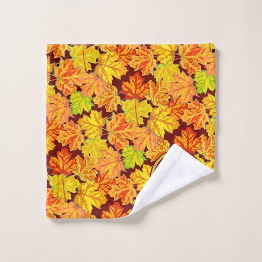 Fall-Monogramm-Ahorn verlässt Herbst-Laub-Muster Badhandtuch Set (Waschlappen)