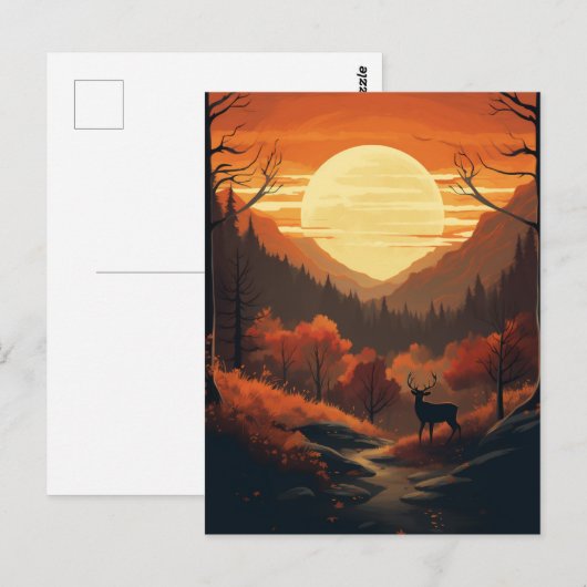 Fall Moon Postkarte (Vorne/Hinten)