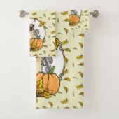 Fall Mops Hund (fawn) Pumpkins Blätter Niedlich Badhandtuch Set (Insitu)