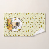 Fall Mops Hund (fawn) Pumpkins Blätter Niedlich Badhandtuch Set (Handtuch)