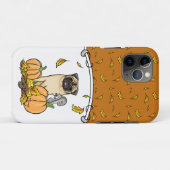 Fall Mops Hund (fawn) Pumpkins Blätter Niedlich Case-Mate iPhone Hülle (Rückseite (Horizontal))