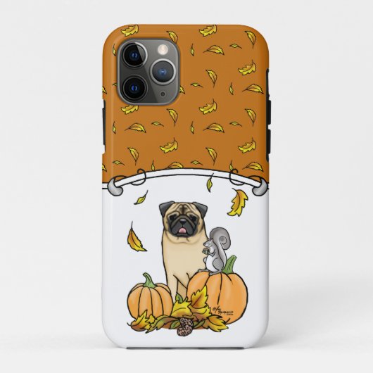 Fall Mops Hund (fawn) Pumpkins Blätter Niedlich Case-Mate iPhone Hülle (Rückseite)