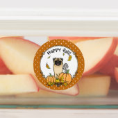 Fall Mops Hund (fawn) Pumpkins Blätter Niedlich Etiketten (Befestigt)
