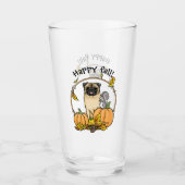 Fall Mops Hund (fawn) Pumpkins Blätter Niedlich Glas (Vorderseite)