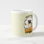 Fall Mops Hund (fawn) Pumpkins Blätter Niedlich Jumbo-Tasse (Vorderseite Rechts)