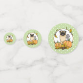 Fall Mops Hund (fawn) Pumpkins Blätter Niedlich Konfetti (Vorderseiten)