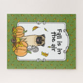 Fall Mops Hund (fawn) Pumpkins Blätter Niedlich Puzzle (Horizontal)