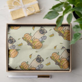 Fall Mops Hund (fawn) Pumpkins Blätter Niedlich Seidenpapier (Geschenk)