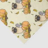 Fall Mops Hund (fawn) Pumpkins Blätter Niedlich Seidenpapier (Ausschnitt)