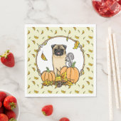 Fall Mops Hund (fawn) Pumpkins Blätter Niedlich Serviette (Beispiel)