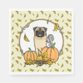 Fall Mops Hund (fawn) Pumpkins Blätter Niedlich Serviette (Vorderseite)