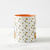 Fall Mops Hund (fawn) Pumpkins Blätter Niedlich Zweifarbige Tasse (Mittel)