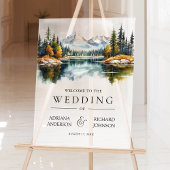 Fall Mountain Forest Lake Wedding Welcome Acrylschild