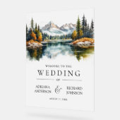 Fall Mountain Forest Lake Wedding Welcome Acrylschild (Winkel)