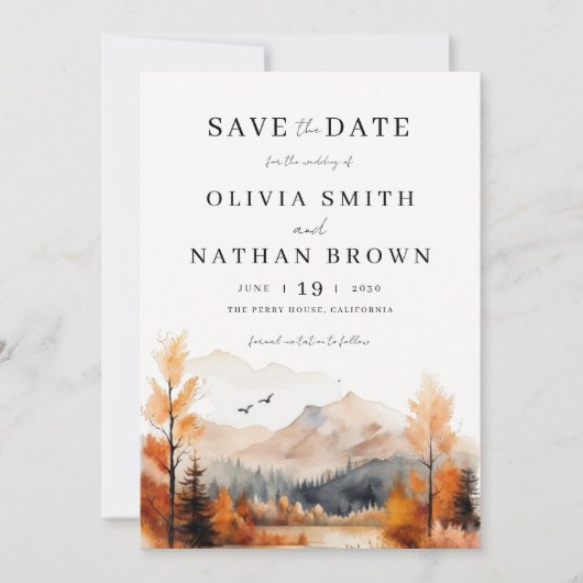 Fall Mountain Foto Hochzeit Save The Date (Vorderseite)