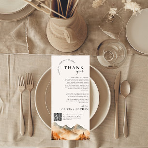 Fall Mountain Hochzeit mit QR Code Dankeskarte