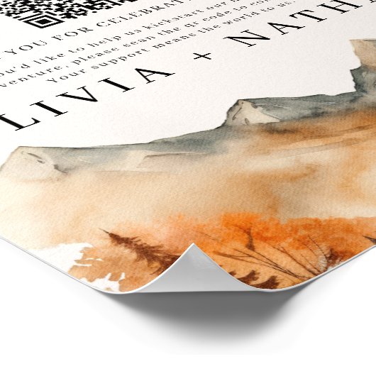 Fall Mountain Honeymoon Fund Wedding Sign Poster (Ecke)