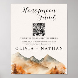 Fall Mountain Honeymoon Fund Wedding Sign Poster