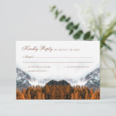 Fall Mountain Terracotta Forest Wedding RSVP Card (Stehend Vorderseite)