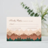Fall Mountain Terracotta Forest Wedding RSVP Card Karte (Stehend Vorderseite)