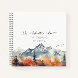 Fall Mountain Watercolor Wedding Guest Notizblock