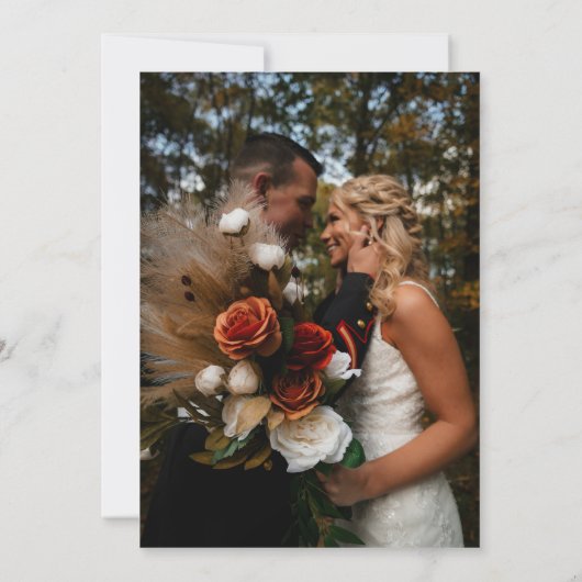 Fall Mountain Wedding Foto Einladung (Rückseite)