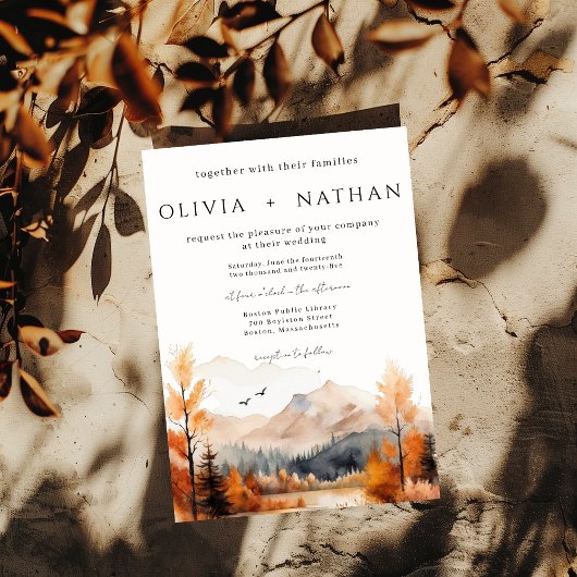 Fall Mountain Wedding Foto Einladung
