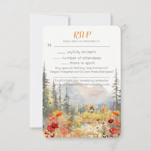 Fall Mountain Wedding RSVP Card (Vorderseite)