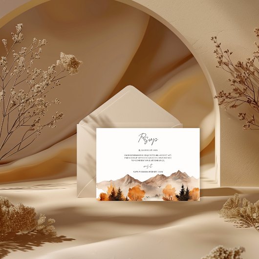 Fall Mountain Wedding Rsvp Card Karte
