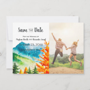 Fall Mountain Wedding Save the Date mit Foto
