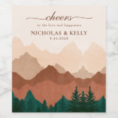 Fall Mountain Wedding Wine Label Weinetikett (Einzelnes Label)
