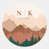 Fall Mountain WeddingTerracotta Round Sticker (Vorderseite)