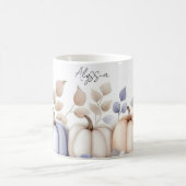 Fall Mug with blue and beige Pumpkins and Flowers Kaffeetasse (Mittel)