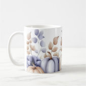 Fall Mug with blue and beige Pumpkins and Flowers Kaffeetasse (Links)