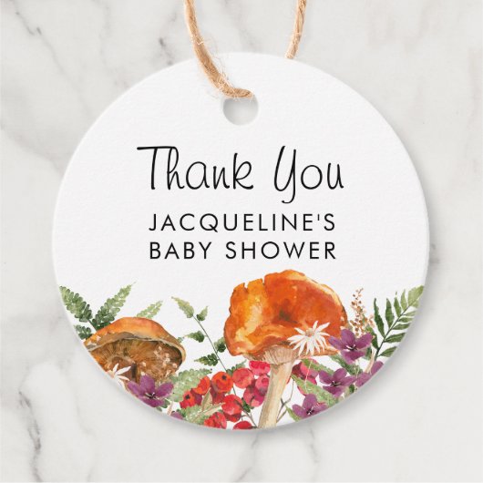 Fall Mushroom Baby Dusche Danke Geschenkanhänger (Vorderseite)