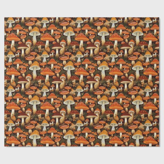 Fall Mushroom Botanische Hütte Goblincore Geschenkpapier (Flach)