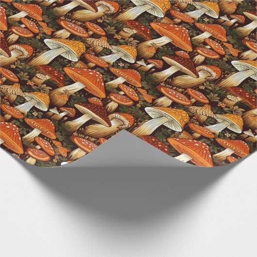 Fall Mushroom Botanische Hütte Goblincore Geschenkpapier (Ecke)