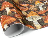Fall Mushroom Botanische Hütte Goblincore Geschenkpapier (Rolleneckpunkt)
