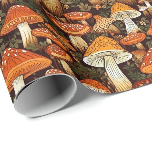 Fall Mushroom Botanische Hütte Goblincore Geschenkpapier (Rolleneckpunkt)