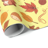 Fall Mushroom/Eichhörnchen Nahtlose Schleifpapier Geschenkpapier (Rolleneckpunkt)