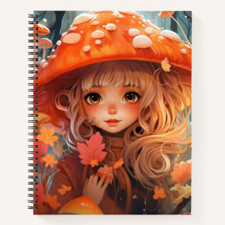 Fall Mushroom Girl Cotattcore SpiralNotebook Notizblock
