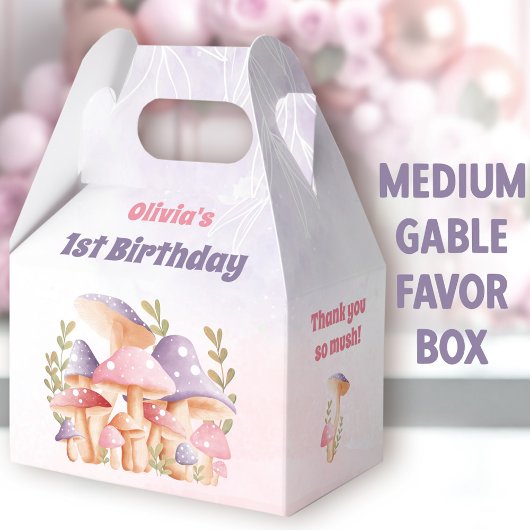 Fall Mushroom Pink Lila Geburtstag Mittlere Gabel Geschenkschachtel